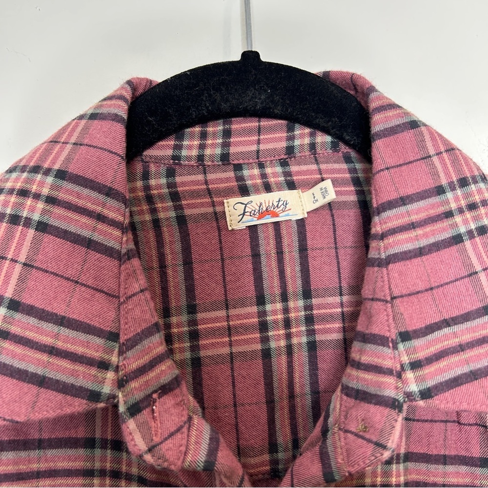 Faherty Olli Mountain View Pink Plaid Popover Shirt Button Down size Small - Picture 9 of 11